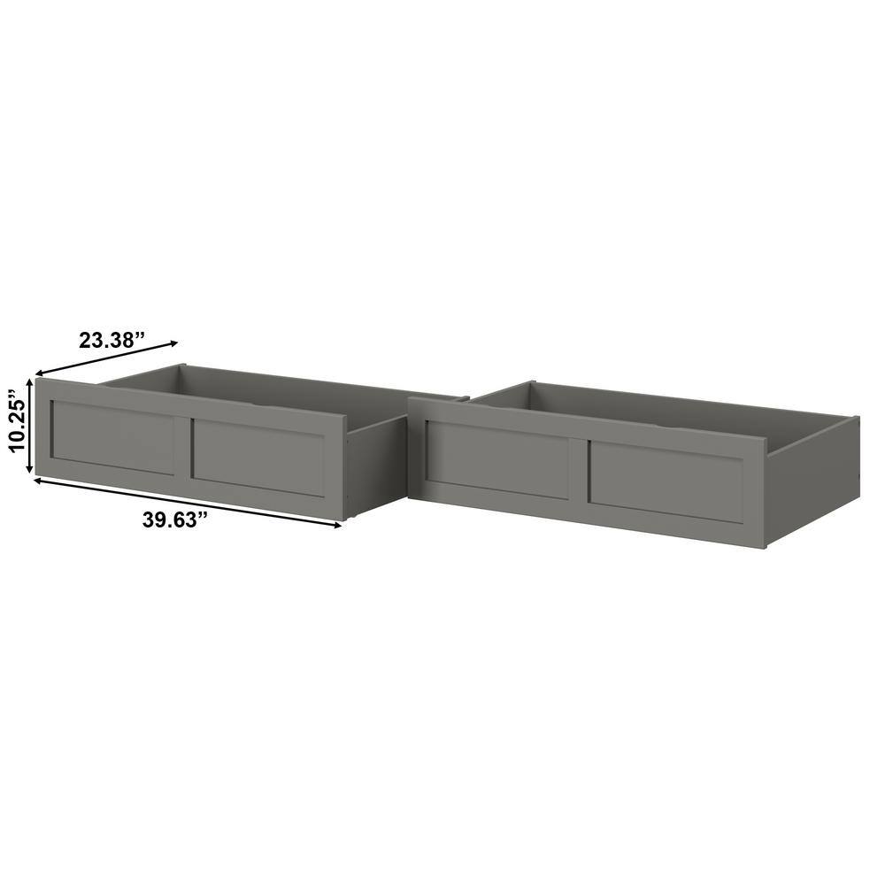 Gray Queen Size Underbed Storage Drawers with Rollers