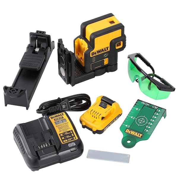 DEWALT 12V MAX Lithium-Ion 165 ft. Green Self-Leveling Cross-Line Laser  Level with 2.0Ah Battery, Charger, and Case DW088LG-QU - The Home Depot