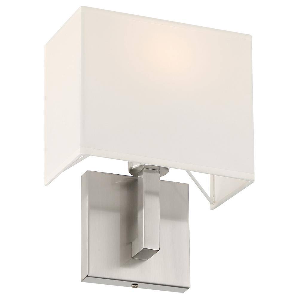 Mid Town Brushed Steel LED Wall Sconce with Milky Shade