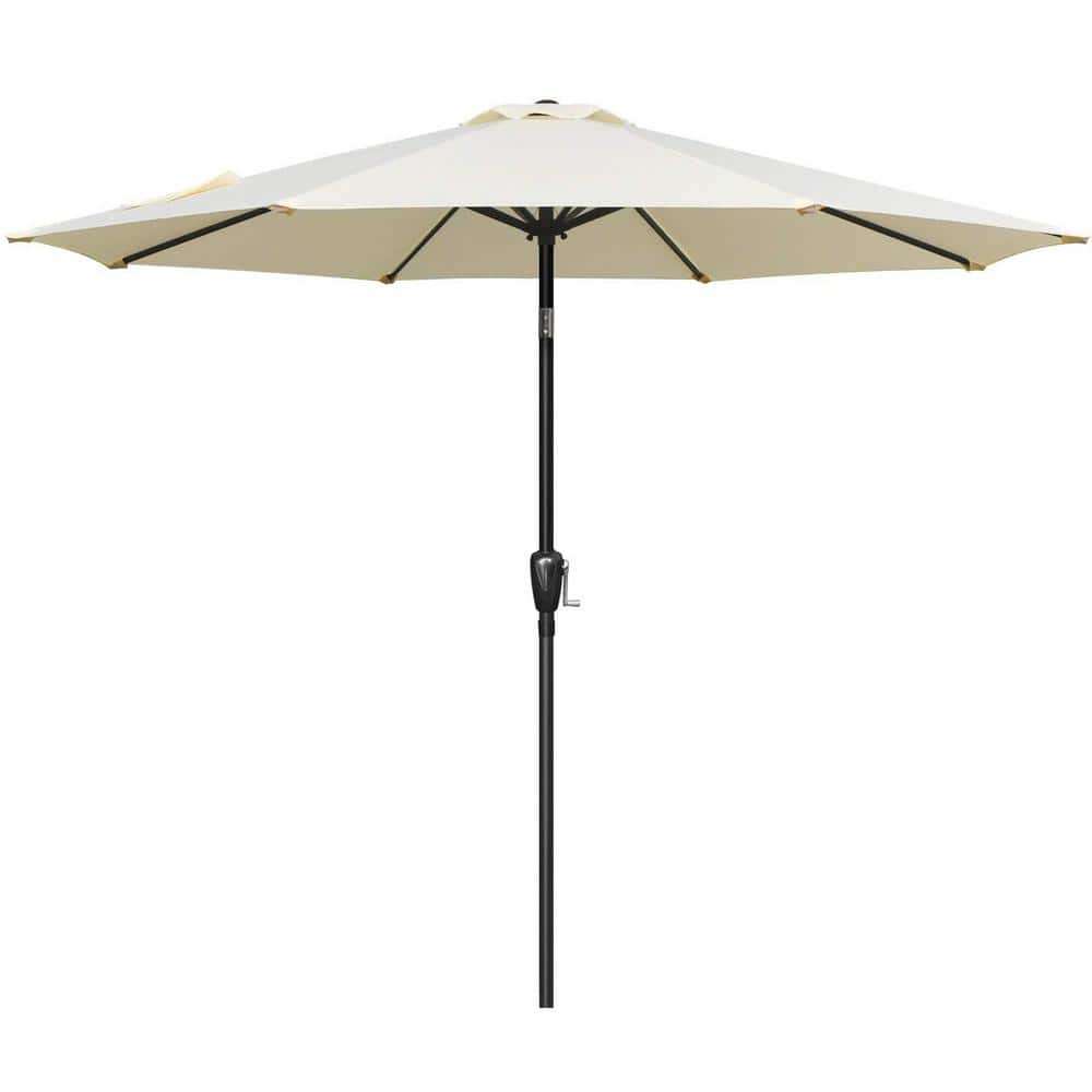 9 ft. Powder Coated Poles Market Umbrella Outdoor UV-Protection with Push B