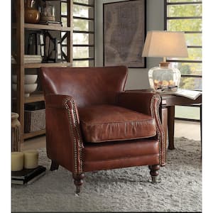 Leeds Vintage Dark Brown Top Grain Leather Leather Arm Chair Set of