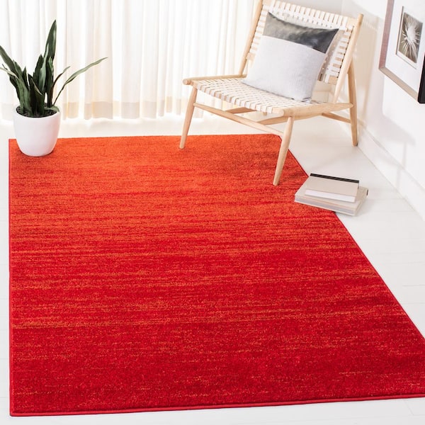 Adirondack Red/Gray Solid Color 3 ft. x 5 ft. Striped Area Rug