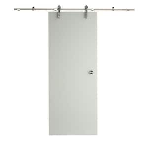 38 in. x 81 in. Ice Glass Sliding Barn Door with Hardware Kit