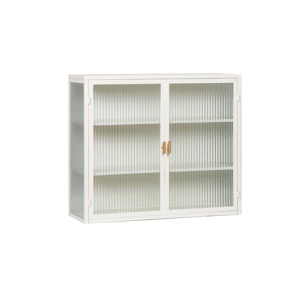 27.56 in. W x 9.06 in. D x 23.62 in. H 2 Glass Doors Metal Bathroom Storage