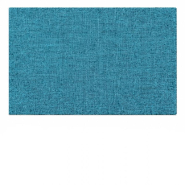13 in. x 19 in. Teal Cotton Linen Heat-Resistant Washable Solid Color Placemats for Dining Table (Set of 6)