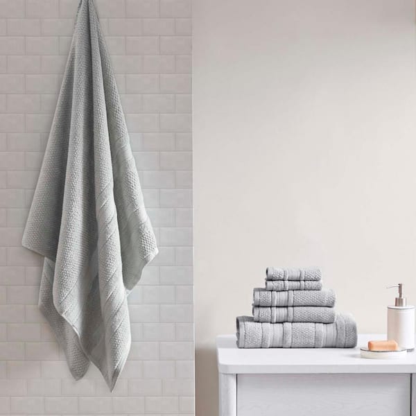 Unbranded 6-Piece Cotton Quick Dry Light Gray Bath Towel Set
