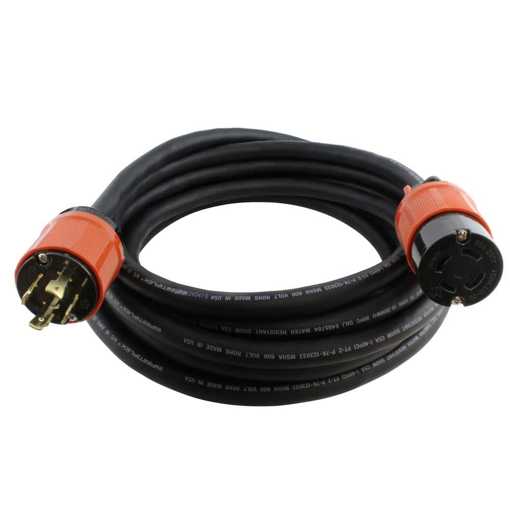 10 ft. SOOW 10/4 NEMA L15-30 30 Amp 3-Phase 250-Volt Industrial Rubber Extension Cord -  AC WORKS, L1530PR-010E