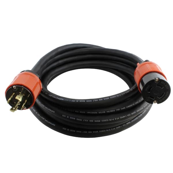 AC WORKS 10 ft. SOOW 10/4 NEMA L15-30 30 Amp 3-Phase 250-Volt Industrial Rubber Extension Cord
