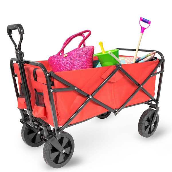 Outsunny Folding Garden Trolley, Outdoor Wagon Cart with Carry Bag