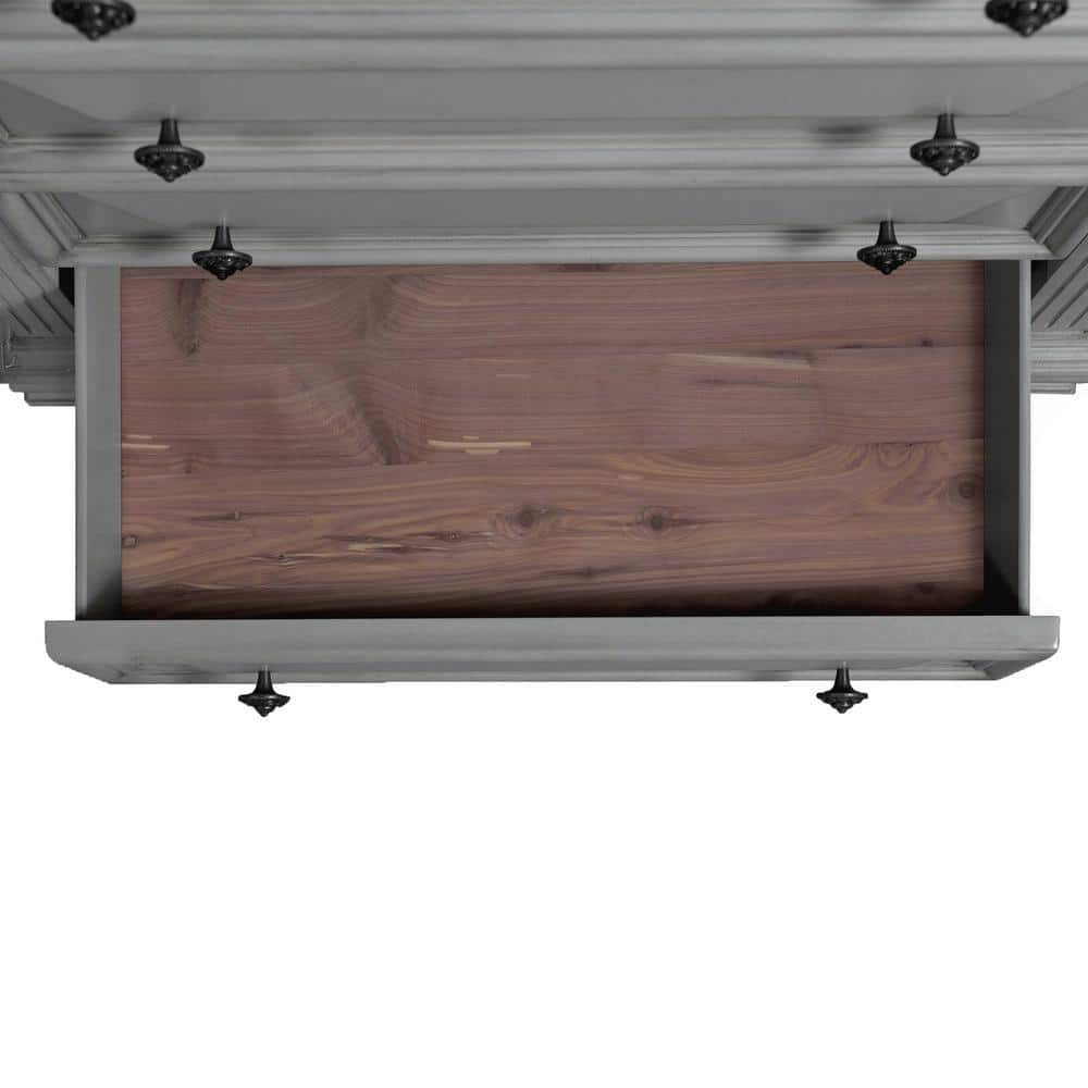 Gray Pine Transitional 6-Drawer Vertical Chest with Felt Lined Drawers