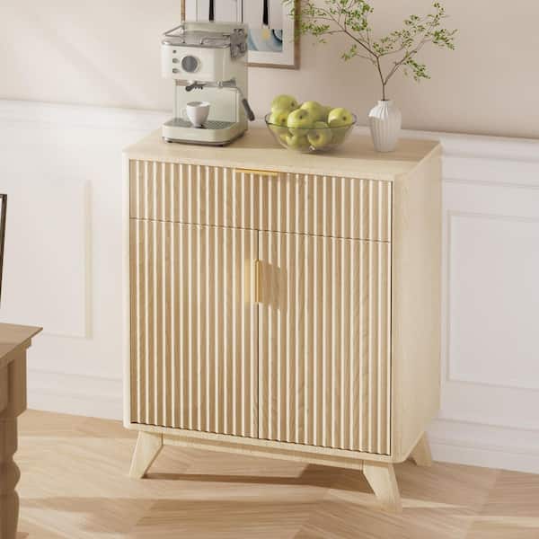 Oak 33.58 in. H Storage Sideboard Cabinet with Drawer and Soft Closing