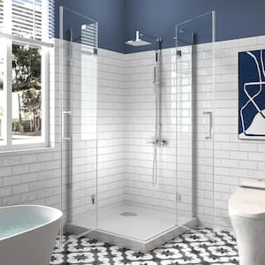 36 in. W. x 36 in. D x 72 in. H Neo Angle Pivot Frameless Corner Shower Enclosure in Chrome with Tempered Clear Glass