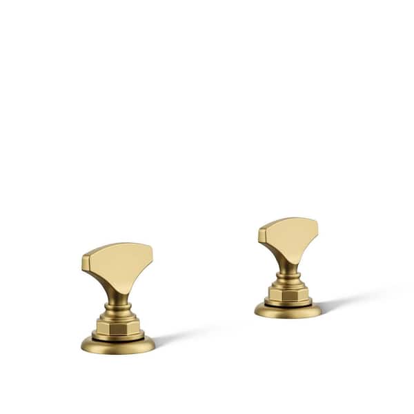 KOHLER Artifacts Widespread Bathroom Sink T-Handle Faucet Handles in Vibrant Brushed Moderne Brass