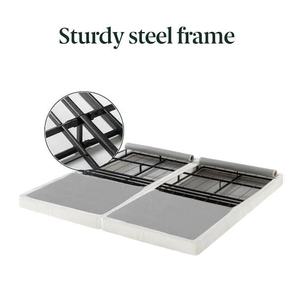 Zinus 4 in. Profile Split King White Metal Box Spring, No Zinus 4 in. Profile Split King White Metal Box Spring, No