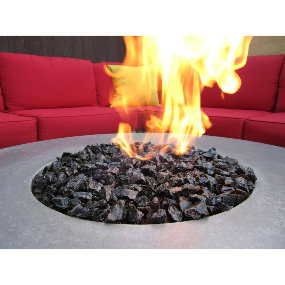 Elegant Black Tempered Broken Fire Glass, 25 lb Bag