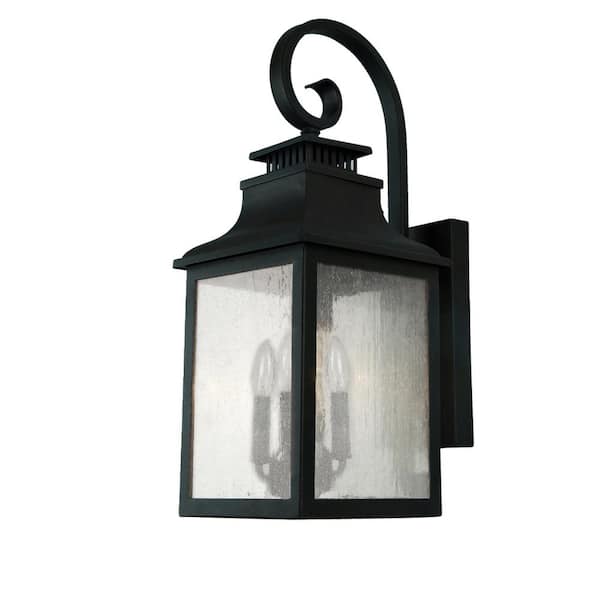 Unbranded Morgan Rich Black 3-Light Outdoor Wall Lantern Sconce with Clear Seedy Glass Shade