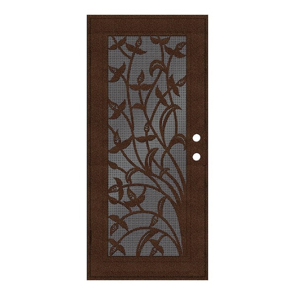 Unique Home Designs 30 in. x 80 in. Yale Copperclad Right-Hand Surface Mount Security Door with Black Perforated Metal Screen