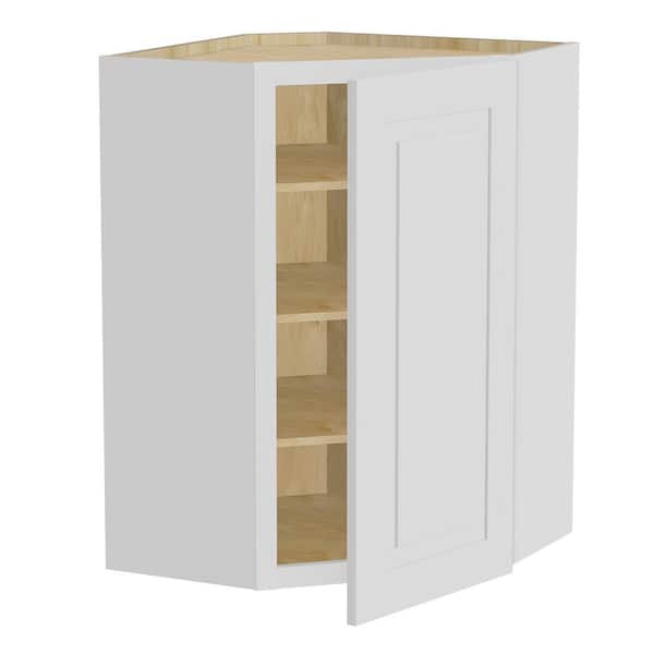 Home Decorators Collection Grayson Pacific White Plywood Shaker Assembled Diagonal Corner Kitchen Cabinet Soft Close 20 in W x 12 in D x 36 in H