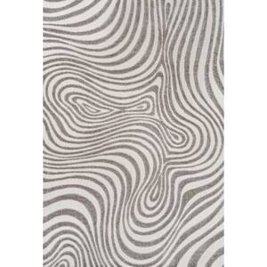 Maribo Abstract Groovy Striped Gray/Ivory 4 ft. x 6 ft. Area Rug