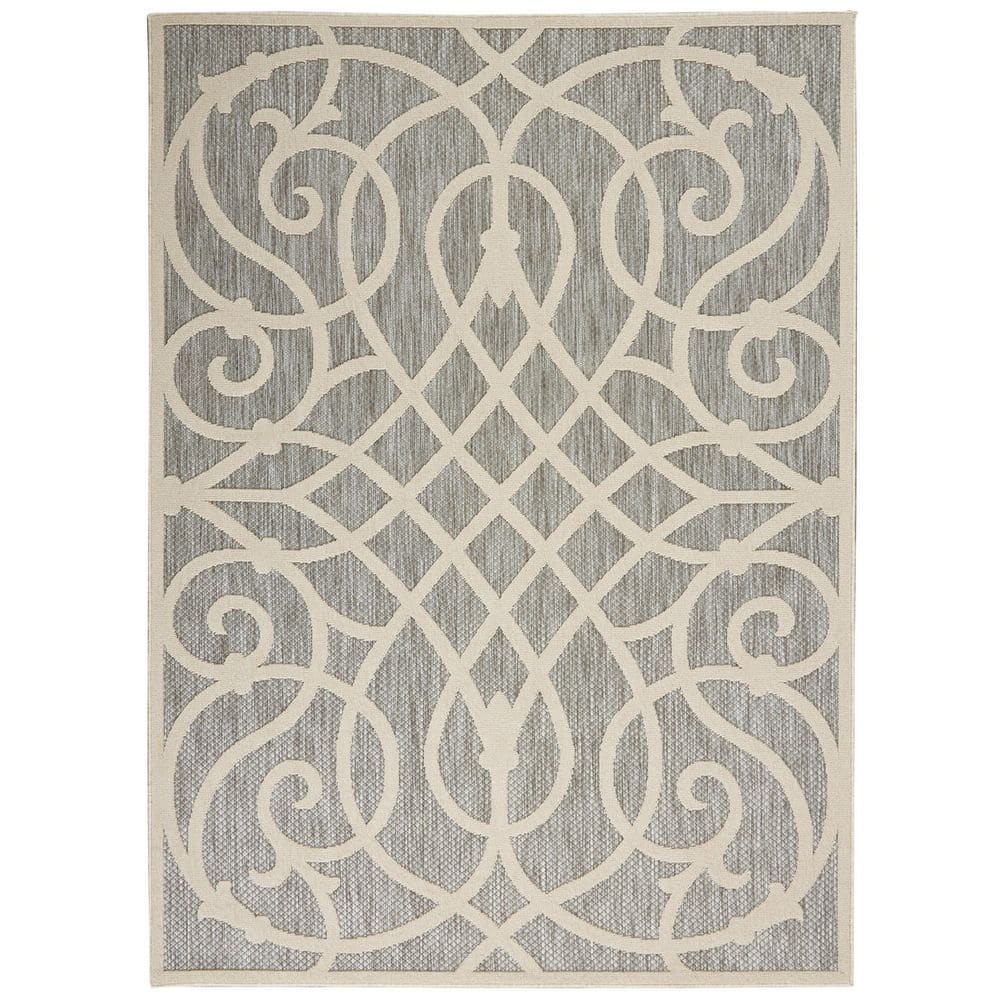 Gray Geometric Hand-knotted Synthetic 4' x 6' Area Rug