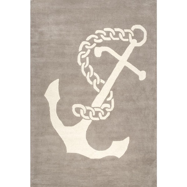 nuLOOM Nautical Anchor Beige 9 ft. x 12 ft. Indoor Area Rug