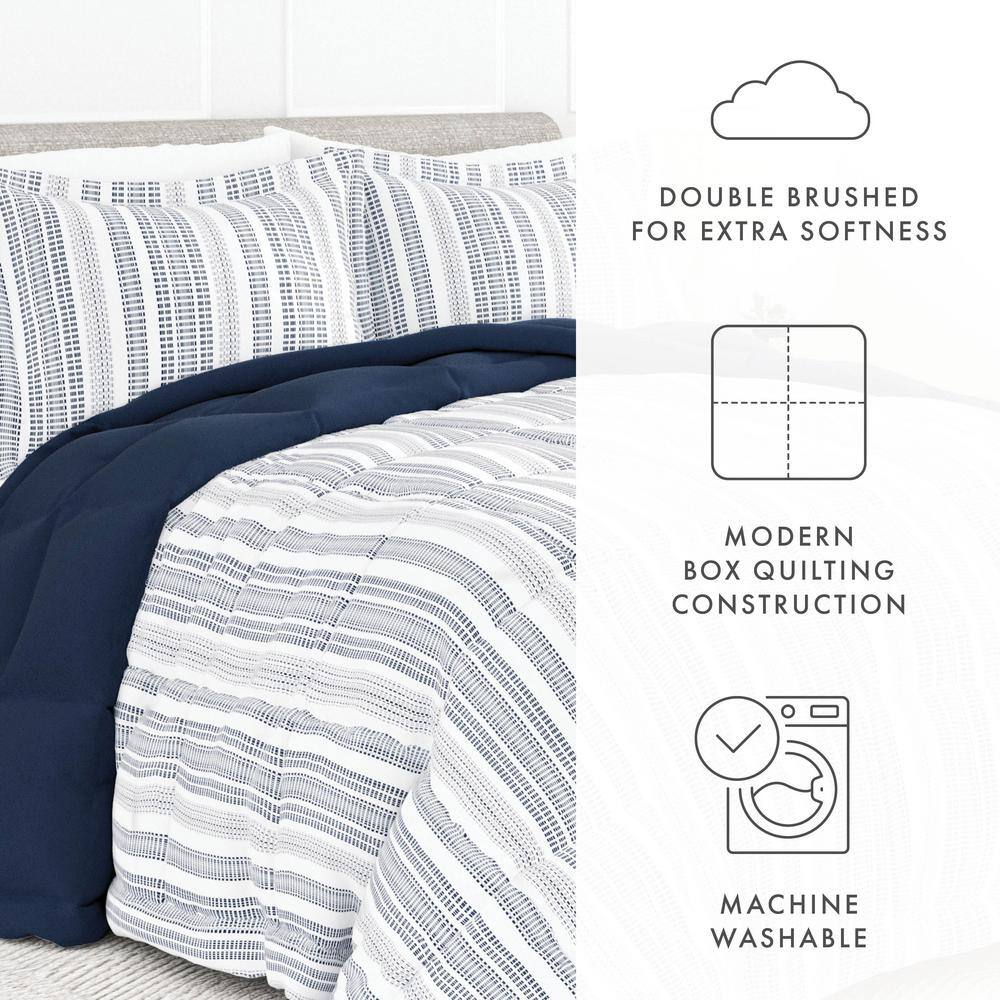 Twin Blue and White Down Alternative Reversible Comforter Set