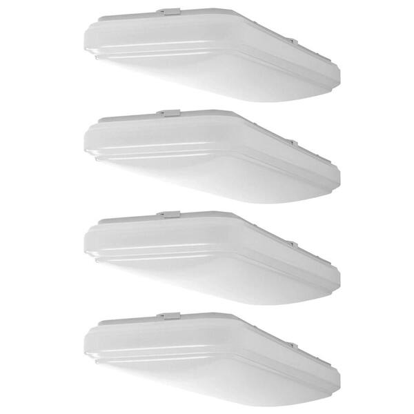Commercial Electric 2 in. x 10 in. Garage Light Fixture LED Flush Mount Ceiling Light Laundry Room Light 1500 Lumens 22W Dimmable (4-Pack)