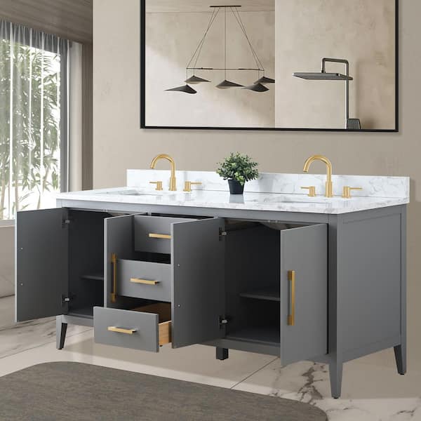 marble♡ Vanity Art 72 in. W x 22 in. D x 34 in. H Double Sink