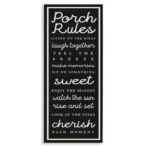 Porch Rules on Black by Lil' Rue Unframed Typography Graphic Art Print 30 in. x 13 in.