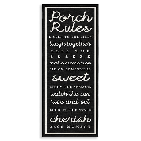 Porch Rules on Black by Lil' Rue Unframed Typography Graphic Art Print 30 in. x 13 in.