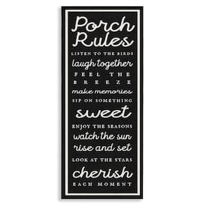 Porch Rules on Black by Lil' Rue Unframed Typography Graphic Art Print 40 in. x 17 in.