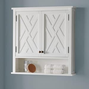 Coventry 27 in. W Wall Cabinet with Two Doors and Open Shelf in White