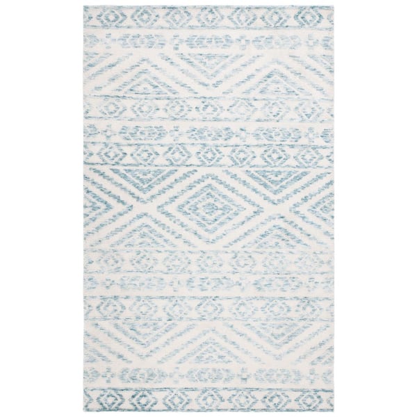SAFAVIEH Audrey 5 ft. x 8 ft. Ivory/Blue Striped Diamond Area Rug