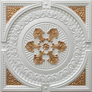 Falkirk Perth Pearl White-Gold 2 ft. x 2 ft. Decorative Contemporary Glue Up or Lay In Ceiling Tile (4 sq. ft./case)