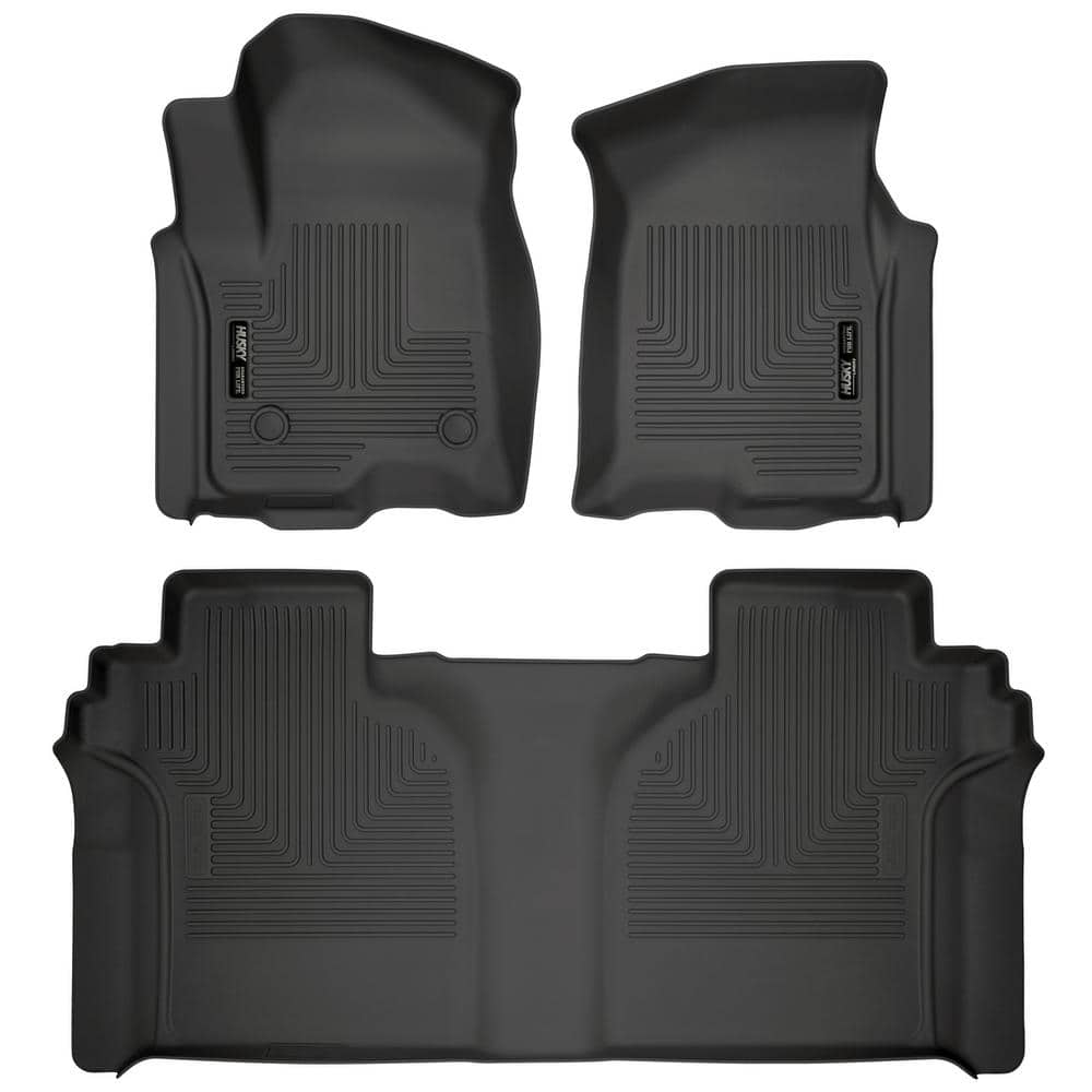 Husky Liners Weatherbeater Series 94021 Black Front & 2nd Seat Floor Liners 19-22 Silv/Sra Crew Fits select: 2019-2023 CHEVROLET SILVERADO  2019-2023 GMC SIERRA