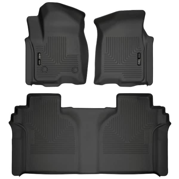 Husky Liners Front and 2nd Seat Floor Liners Fits 2019 Silverado/Sierra 1500 Crew Cab with Carpeted Storage Box