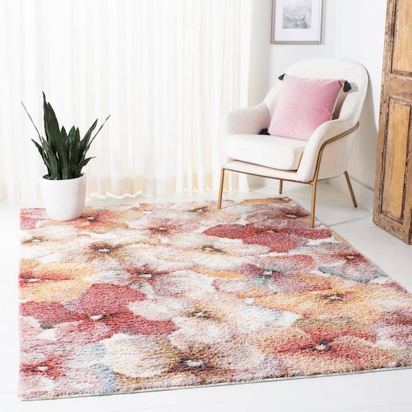 Calista 2 ft. x 3 ft. Ivory/Rust Oversized Floral Area Rug