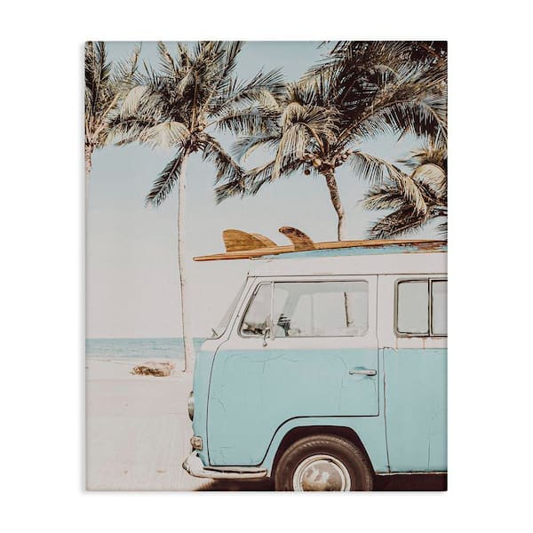 Retro Surfboard and Van by LSR Design Studio Unframed Sports Graphic Art Print 20 in. x 16 in.