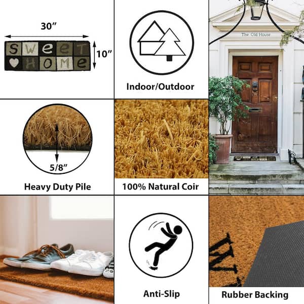 Coconut Fiber Coir Doormats for Outside with Heavy Duty Weather