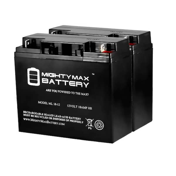 MIGHTY MAX BATTERY ML18-12 - 12V 18AH Battery Replaces Pride Mobility Go-Go  Elite Battery - 2 Pack MAX3436414 - The Home Depot