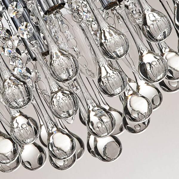 Jojospring Blanca 11.8 in. 4Light Crystal Drops Chrome Flush