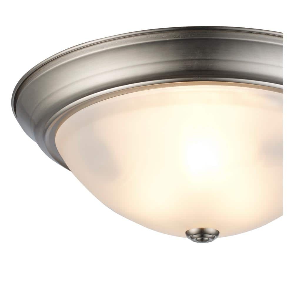 Brushed Nickel 15" Indoor/Outdoor Flush Mount Light with Frosted Glass