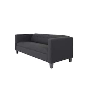 Amelia 80 in. Rolled Arm Polyester Rectangle Sofa in Black