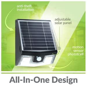 50-Watt Equivalent Integrated LED Black Motion Sensing Outdoor Solar Wall Pack Light, 700 Lumens, 4000K, 50 LEDs