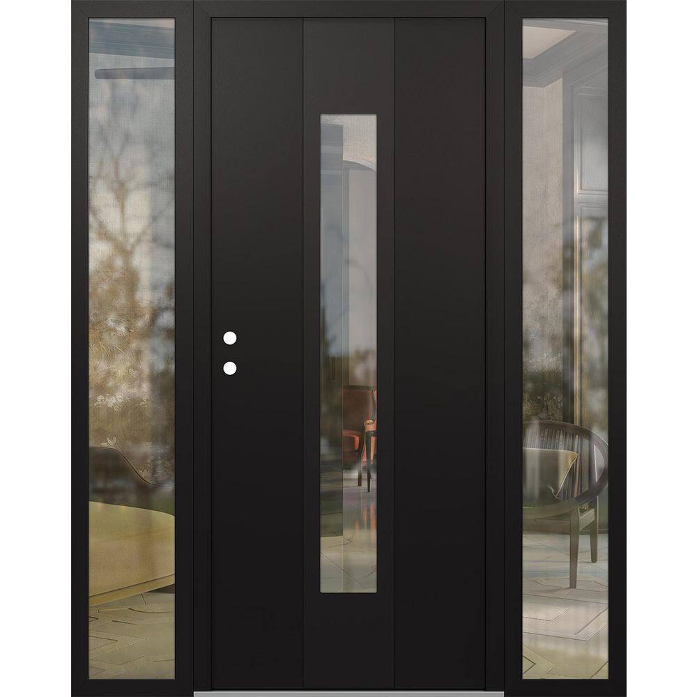 A1 68 in. x 80 in. Panel Black Right-Hand/Inswing Clear Glass Black/Black 2 Sidelite Steel Prehung Front Door price history on PriceWatchPro