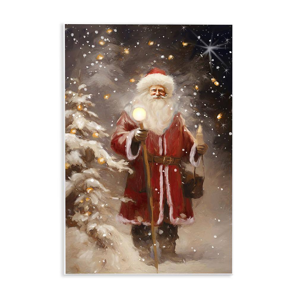Santa in Snowy Night Scene by Ramona Murdock 1-Piece Unframed Graphic Print People Poster Art Print 19 in. x 13 in.
