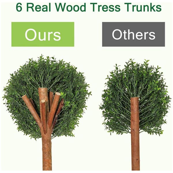17.8 in Green Outdoor Artificial Boxwood Shrub Topiary Set UV