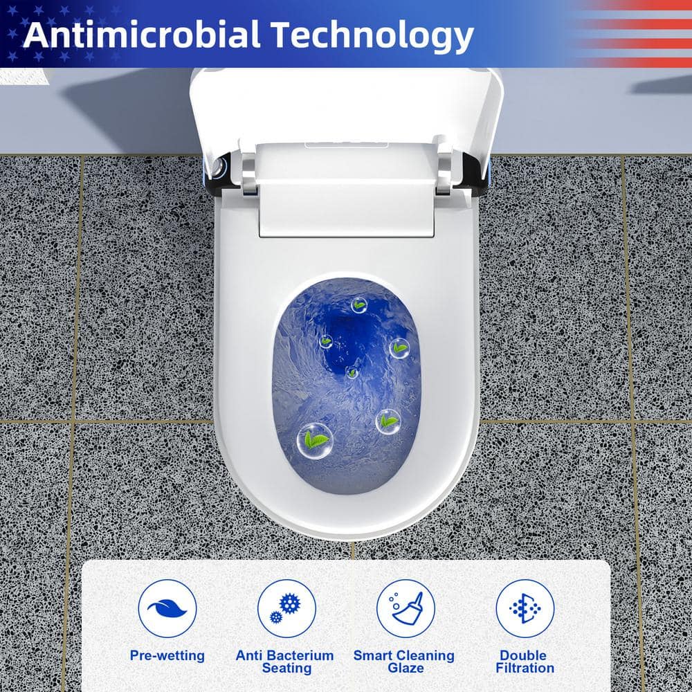White Ceramic High Efficiency Elongated Bidet Toilet with Heated Seat
