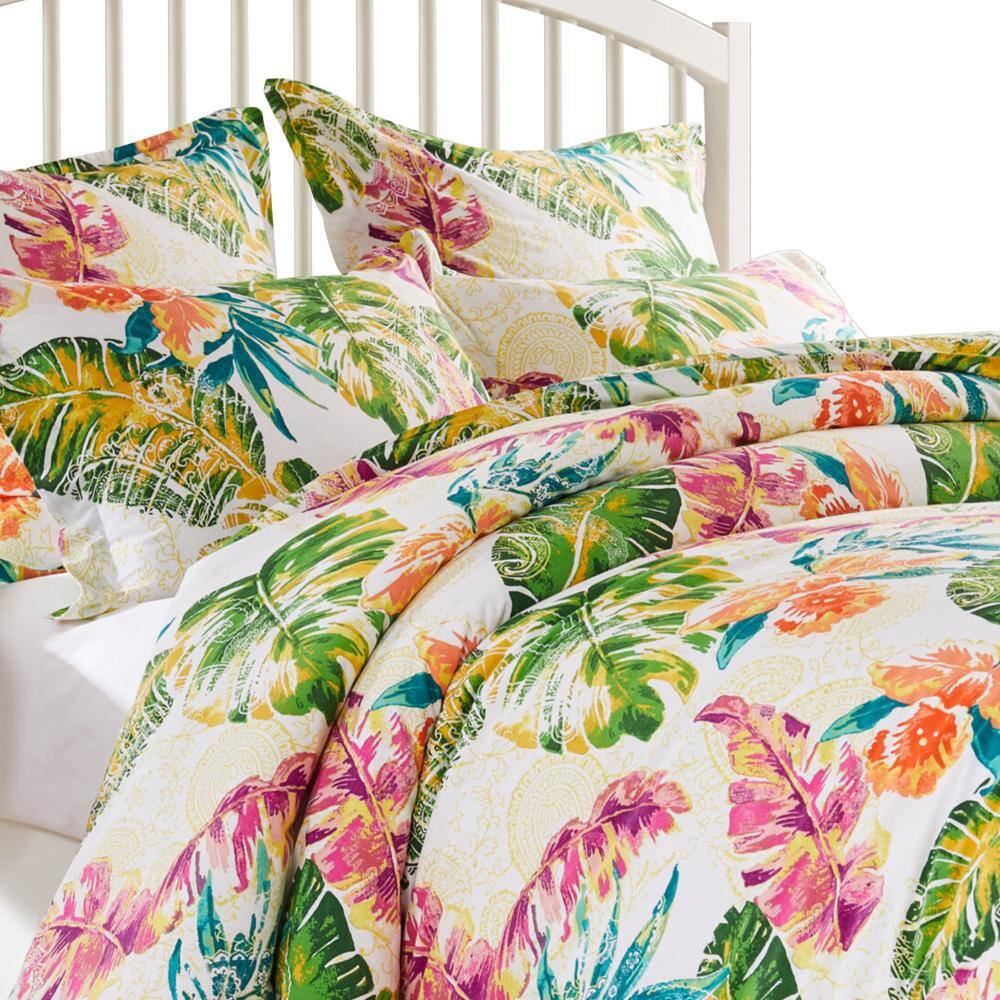 Tropical Multicolor Cotton Queen Duvet Cover Set