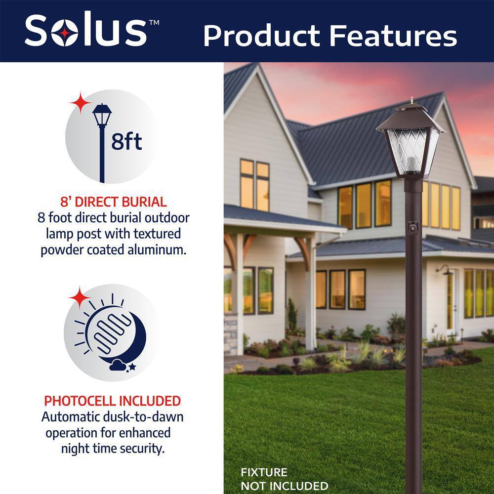 Bronze 8 ft Outdoor Lamp Post with Dusk to Dawn Sensor